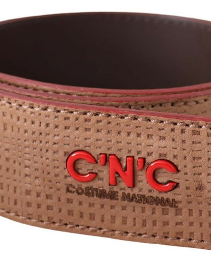 Costume National White Leather Logo Fashion Waist Belt
