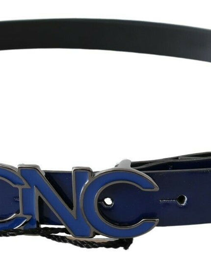 Costume National Blue Leather Logo Skinny Fashion  Belt