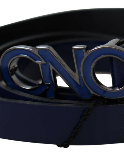 Costume National Blue Leather Logo Skinny Fashion  Belt