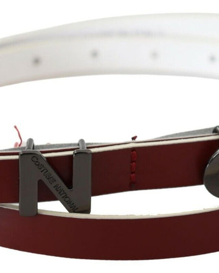 Costume National Maroon Leather Logo Skinny Fashion