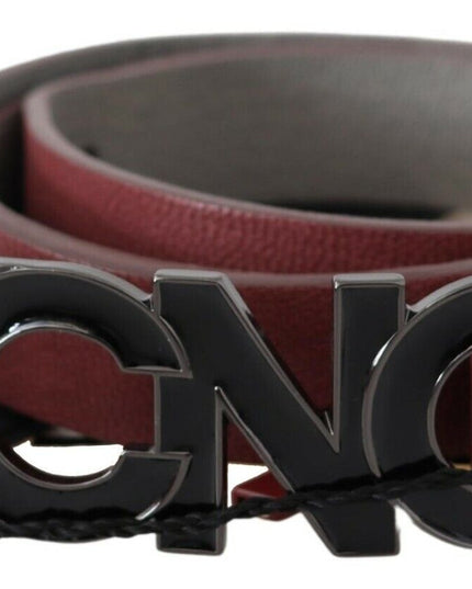 Costume National Maroon Skinny Leather Logo Fashion Belt