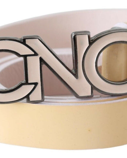 Costume National Beige Leather Pink Letter Logo Belt