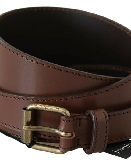 PLEIN SUD Brown Genuine Leather Rustic Metal Buckle Belt