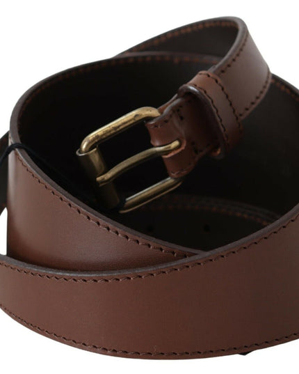 PLEIN SUD Brown Genuine Leather Rustic Metal Buckle Belt