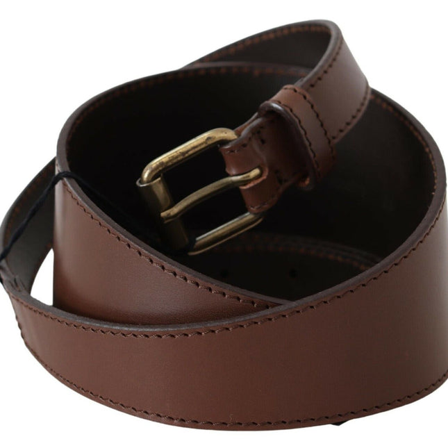 PLEIN SUD Brown Genuine Leather Rustic Metal Buckle Belt