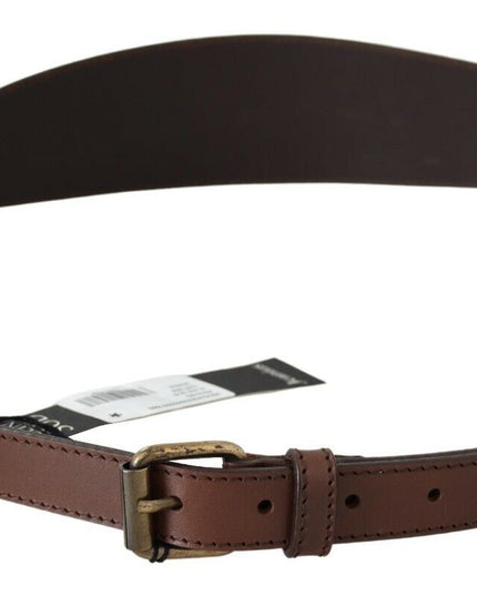 PLEIN SUD Brown Genuine Leather Rustic Metal Buckle Belt