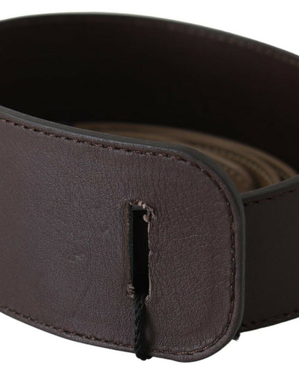 GF Ferre Brown Genuine Leather Logo Wide Waist Belt
