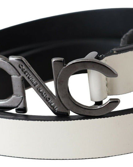 Costume National Belt Mettalic Gray Leather Logo Belt