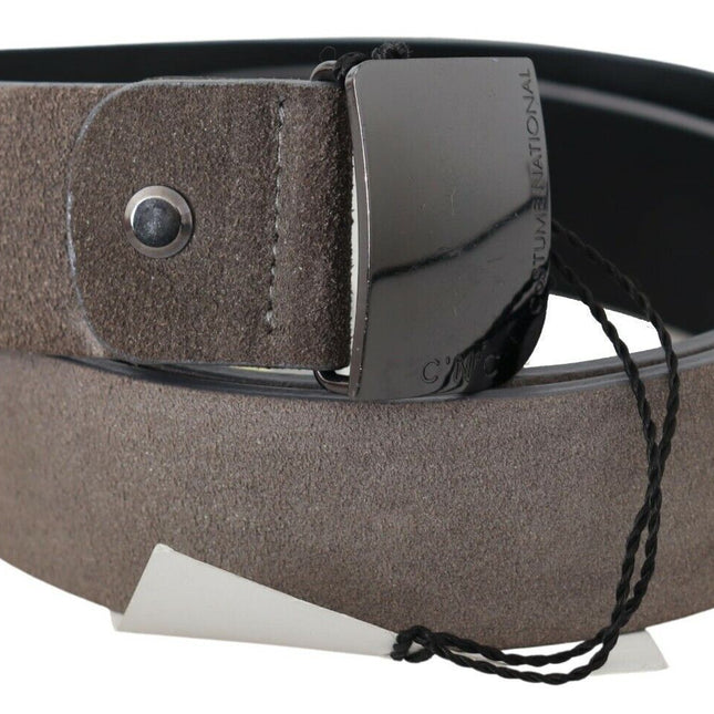 Costume National Brown Leather Square Logo Buckle Belt