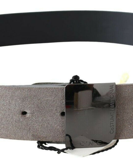 Costume National Brown Leather Square Logo Buckle Belt