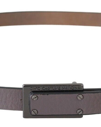 Costume National Brown Leather Tactical Logo Screw Buckle Belt