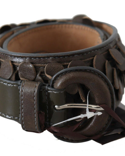 Ermanno Scervino Dark Brown Leather Round Buckle Waist Belt
