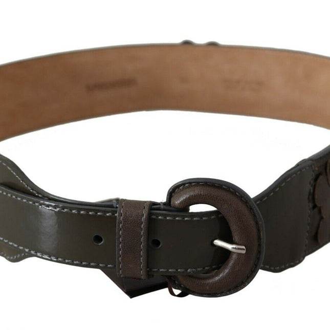 Ermanno Scervino Dark Brown Leather Round Buckle Waist Belt