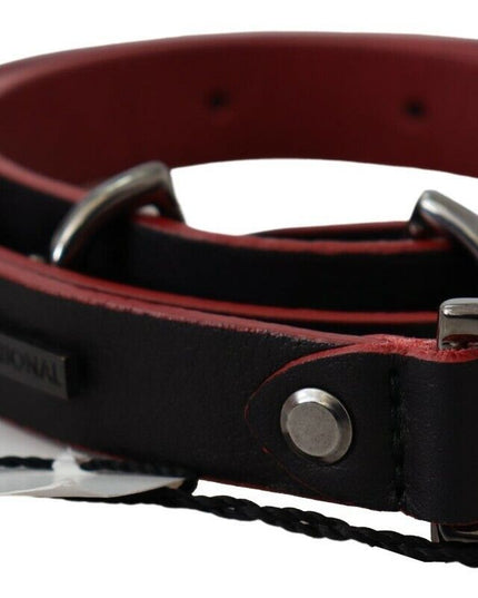 Costume National Black Red Skinny Leather Logo Belt