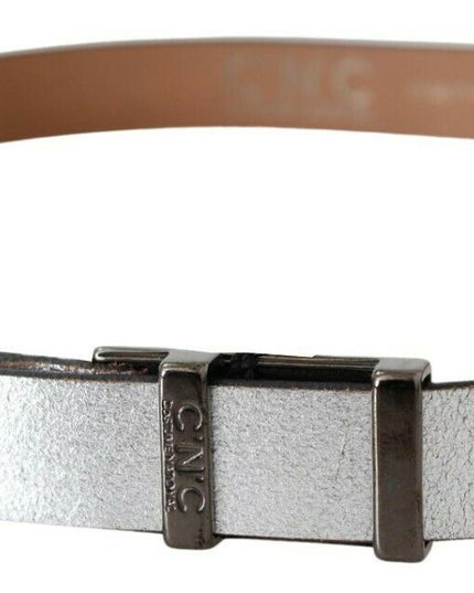 Costume National Brown Metallic Silver Leather Belt