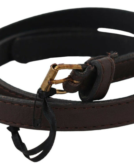 MILA SCHÖN Brown Genuine Leather Skinny Fashion Dark