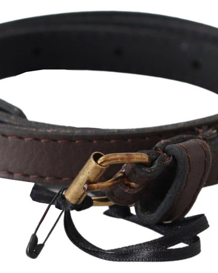 MILA SCHÖN Brown Genuine Leather Skinny Fashion Dark