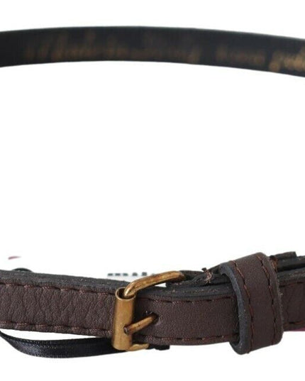 MILA SCHÖN Brown Genuine Leather Skinny Fashion Dark