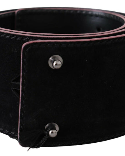 Costume National Black Leather Wide Waist Studded Women Belt