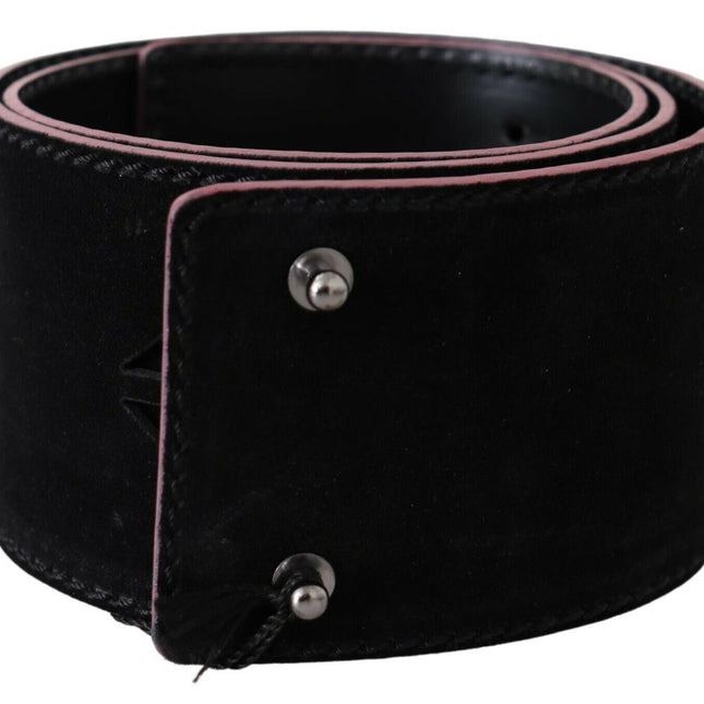 Costume National Black Leather Wide Waist Studded Women Belt