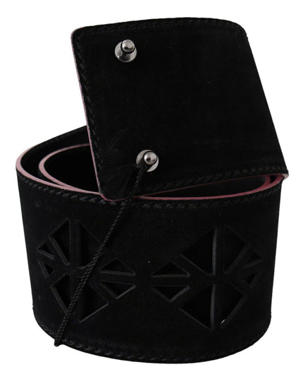 Costume National Black Leather Wide Waist Studded Women Belt