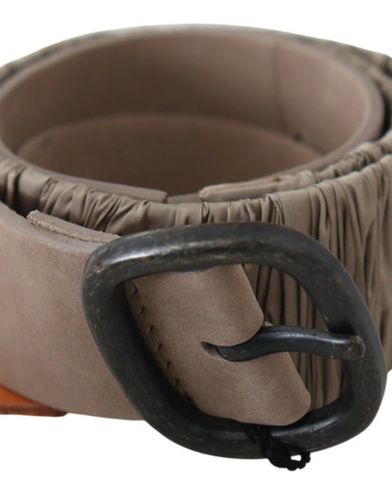 GF Ferre Brown Solid Leather Waist Metal Buckle Belt