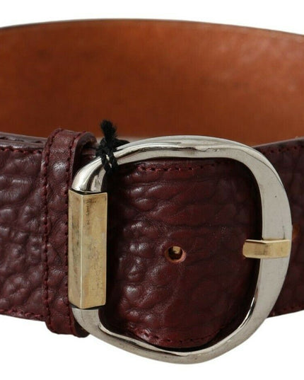 GF Ferre Bordeaux Wide Leather Waist Gold Silver Belt
