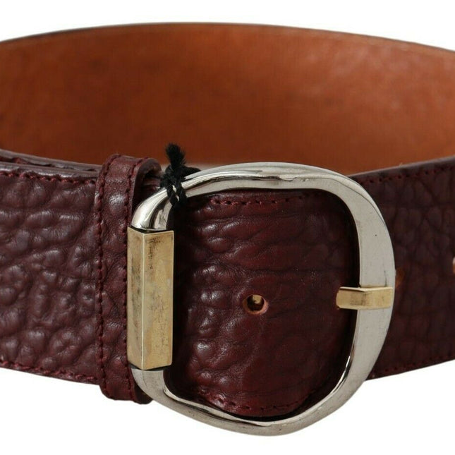 GF Ferre Bordeaux Wide Leather Waist Gold Silver Belt