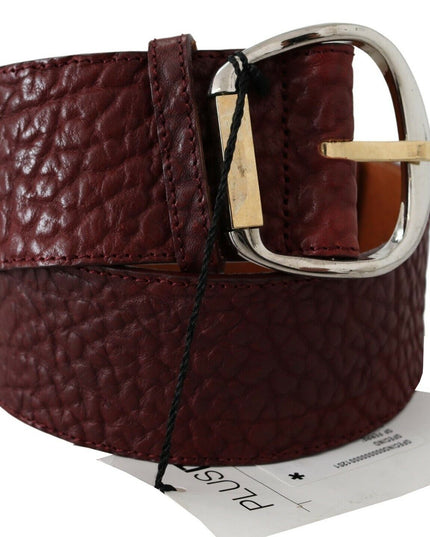 GF Ferre Bordeaux Wide Leather Waist Gold Silver Belt