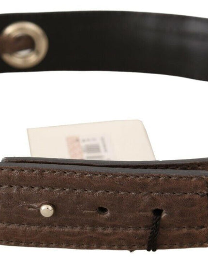 Costume National Brown Leather Silver Fastening Belt