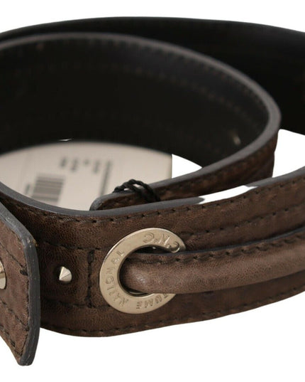 Costume National Brown Leather Silver Fastening Belt