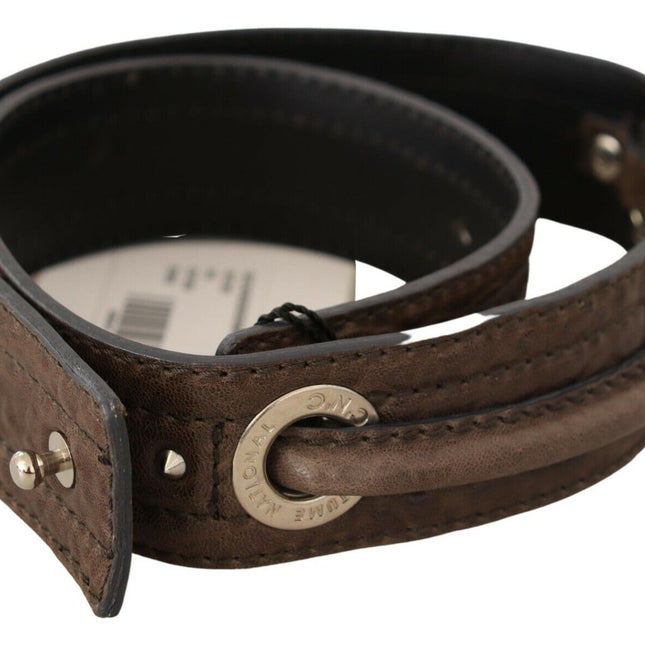 Costume National Brown Leather Silver Fastening Belt