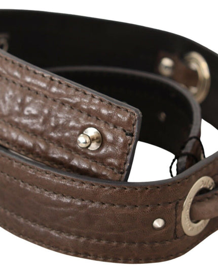 Costume National Brown Leather Silver Fastening Belt