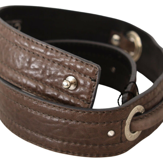 Costume National Brown Leather Silver Fastening Belt