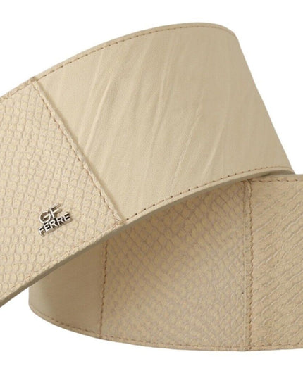 GF Ferre White Waxed Cotton Wide Fashion Belt