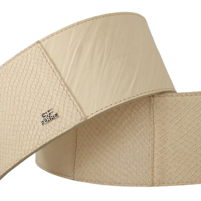 GF Ferre White Waxed Cotton Wide Fashion Belt