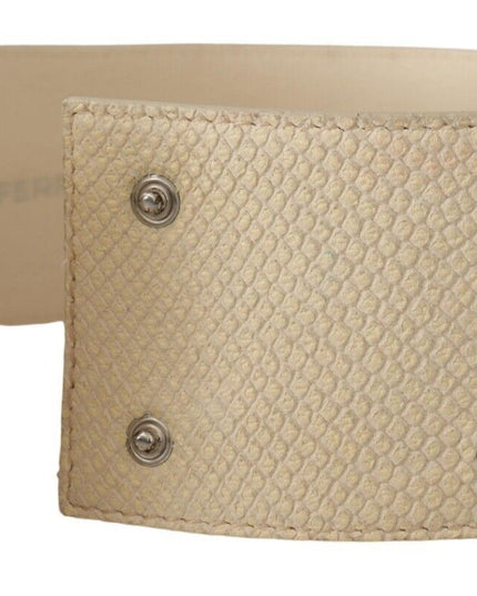 GF Ferre White Waxed Cotton Wide Fashion Belt