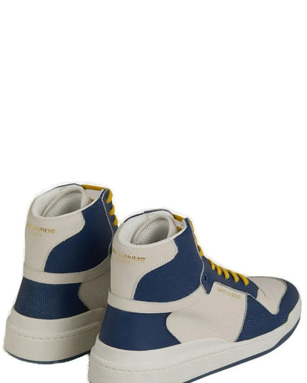 Saint Laurent Elevate Your Style with Mid-Top Blue Luxury Sneakers
