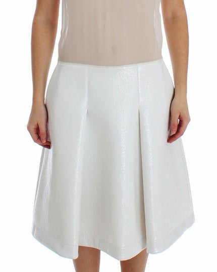 Koonhor White Pleated Bottom Tank Sheath Transparent Dress