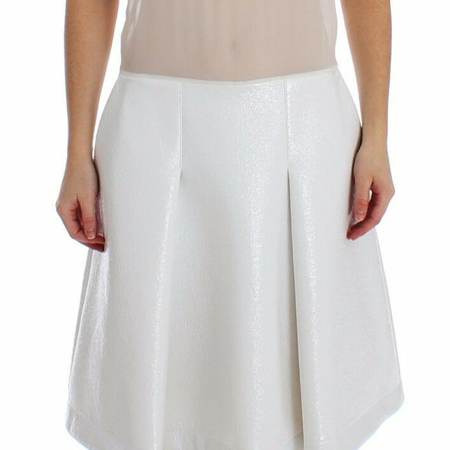 Koonhor White Pleated Bottom Tank Sheath Transparent Dress