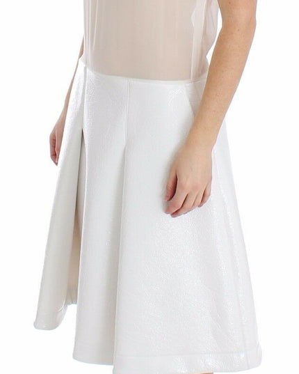 Koonhor White Pleated Bottom Tank Sheath Transparent Dress