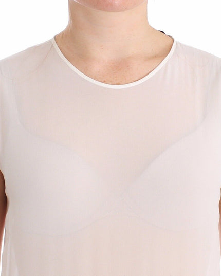 Koonhor White Pleated Bottom Tank Sheath Transparent Dress