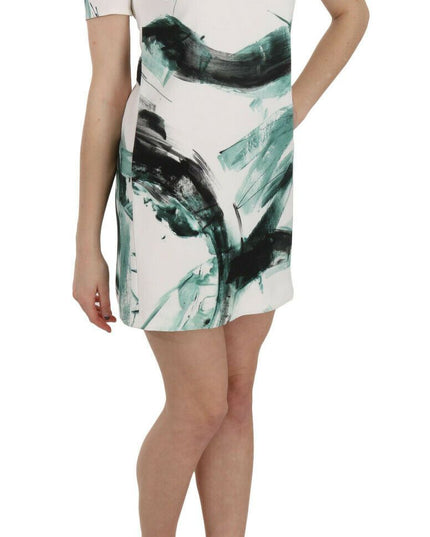 Dolce & Gabbana White Black Blue Shift Short Mini Dress