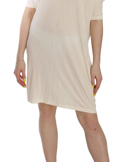 Costume National Cream Round Neck Knee Length Dress