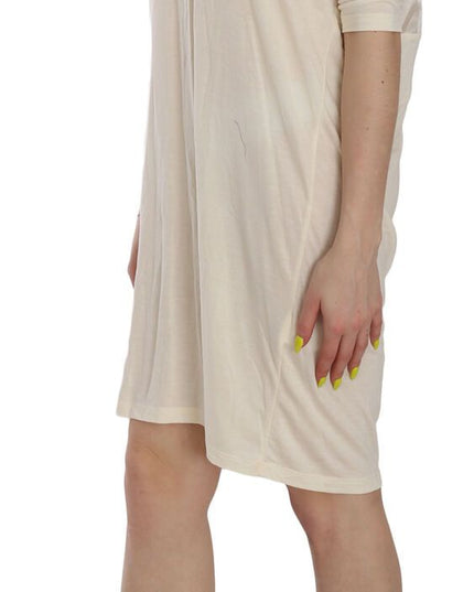 Costume National Cream Round Neck Knee Length Dress