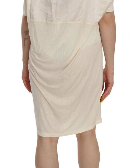 Costume National Cream Round Neck Knee Length Dress