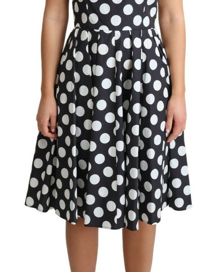 Dolce & Gabbana Black Polka Dotted Cotton A-Line Dress
