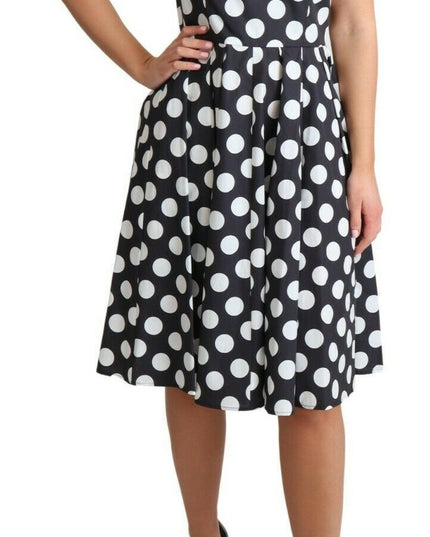 Dolce & Gabbana Black Polka Dotted Cotton A-Line Dress