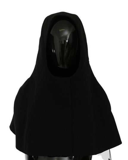 Dolce & Gabbana Black Wool Whole Head Hooded Scarf Hat
