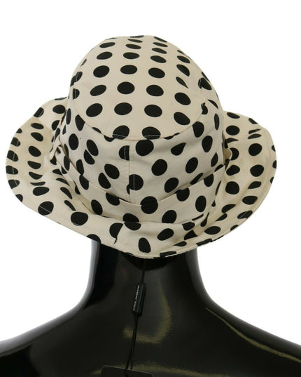 Dolce & Gabbana White 100% Cotton Polka Dot Design Trilby Hat
